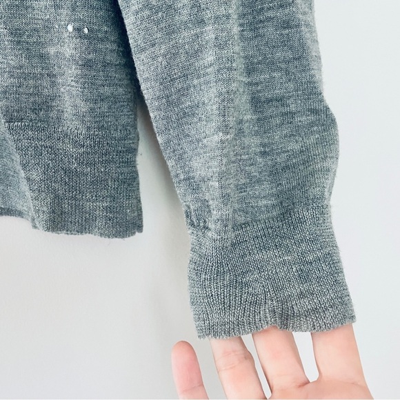 J. Crew Gray Glen Plaid Yoke Jeweled Sweater Wool Large - Picture 5 of 11